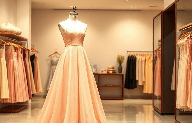 Elegant graduation dress on display