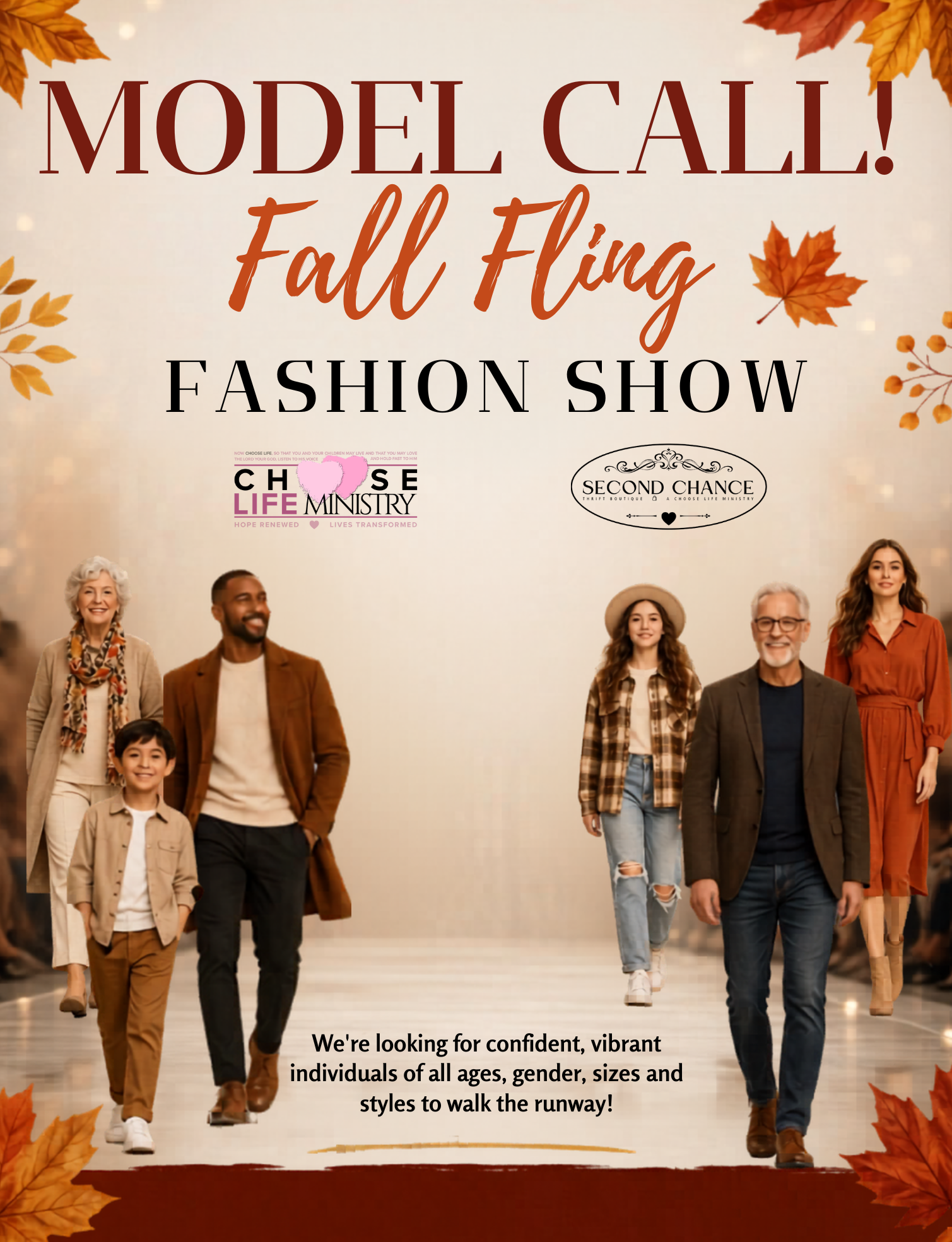 Fall Fling Fashion Show model call poster